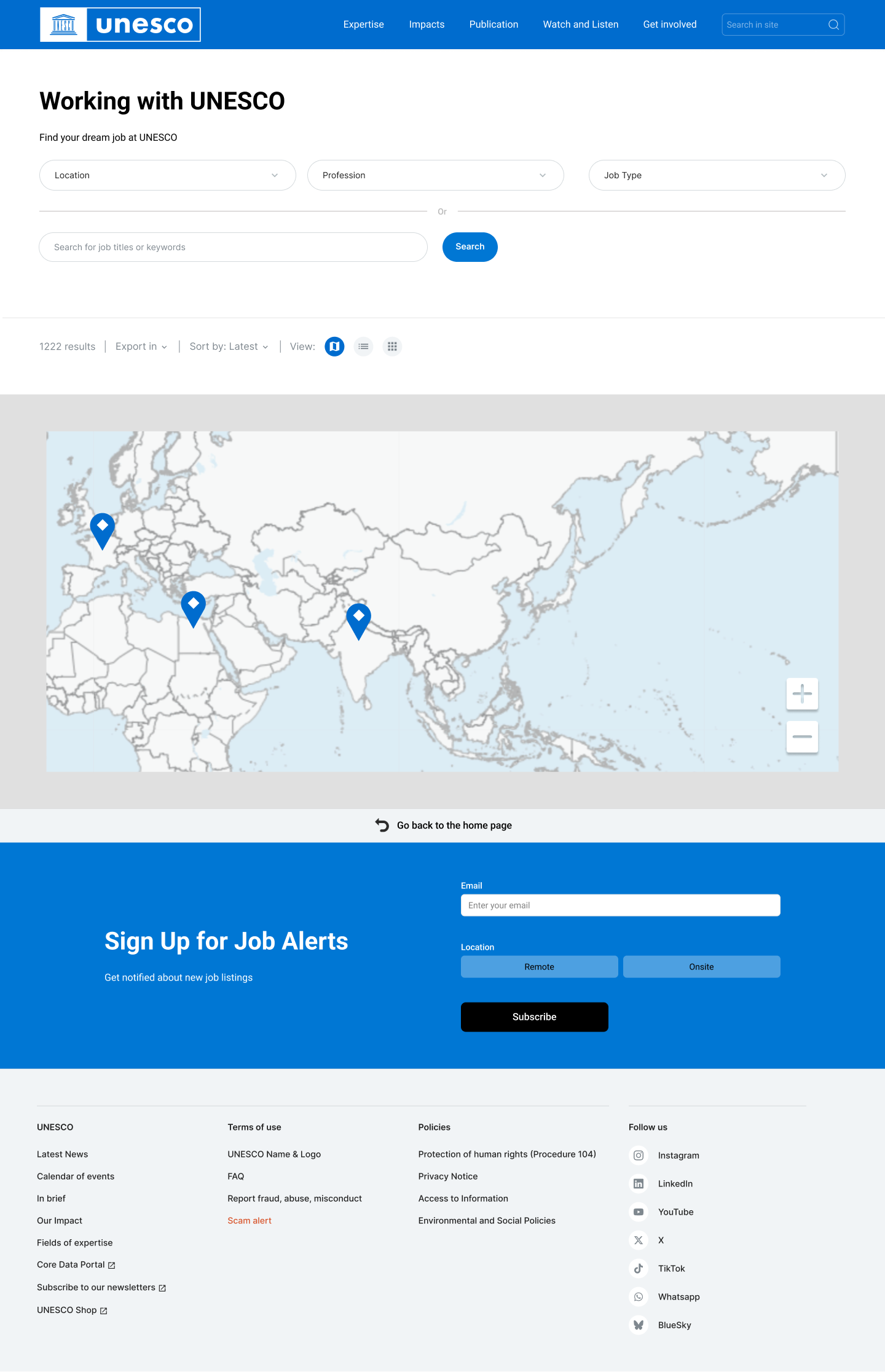 UNESCO Career Page Map View